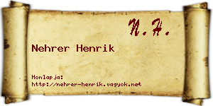 Nehrer Henrik névjegykártya